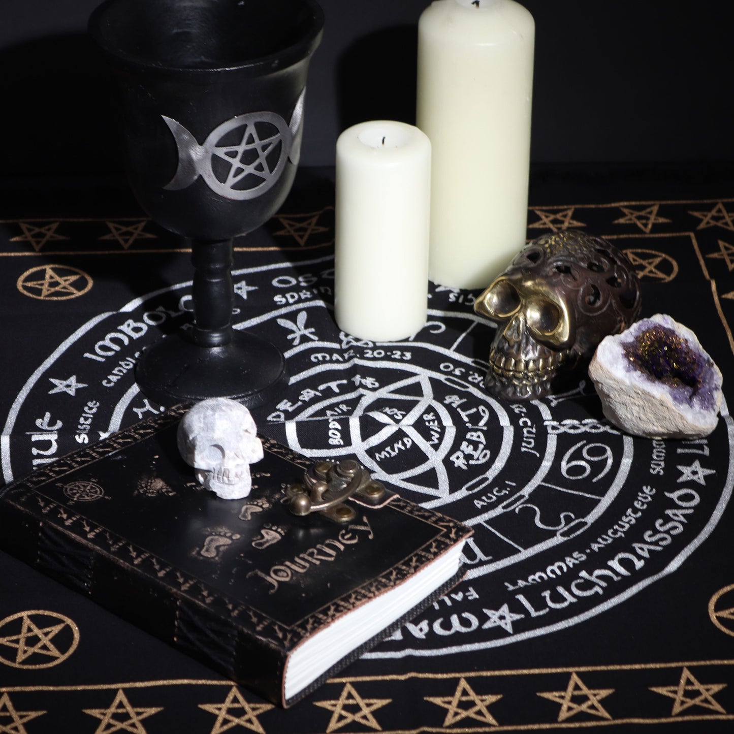 Esoteric Fringed Altar Cloth - Life Death Rebirth
