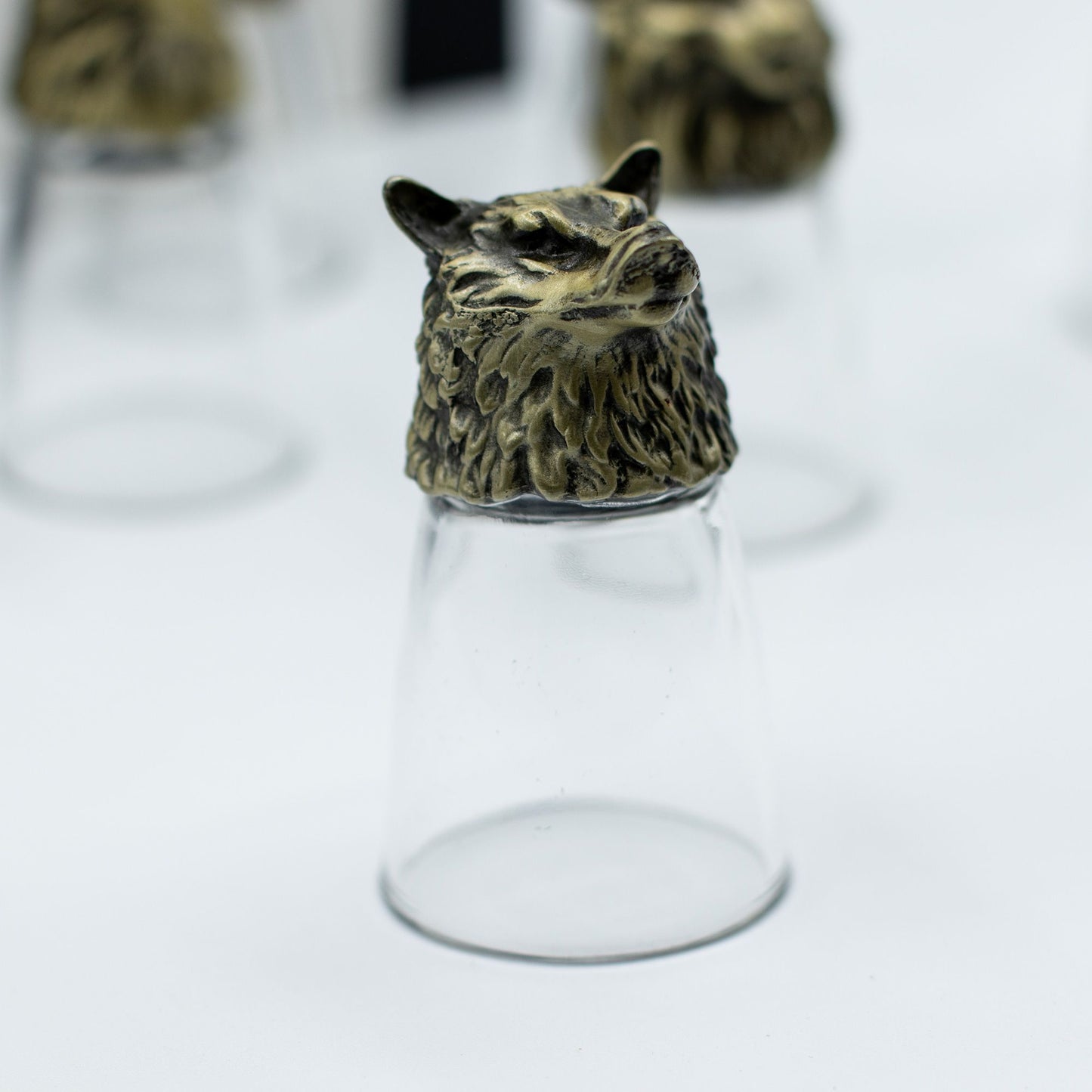 Gift Set of 12 Bottom Up Shot Glasses (25ml) - Forest & Mystical Creatures - Antique Bronze