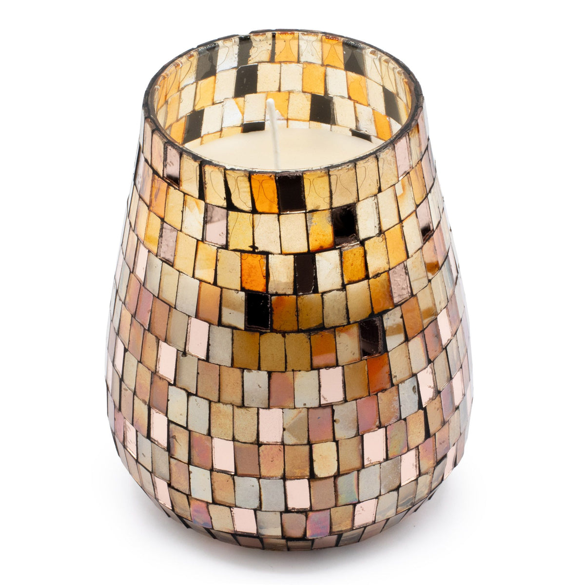 Tall Glass Jar Candle - Amber Mosaic - 12x12x15cm