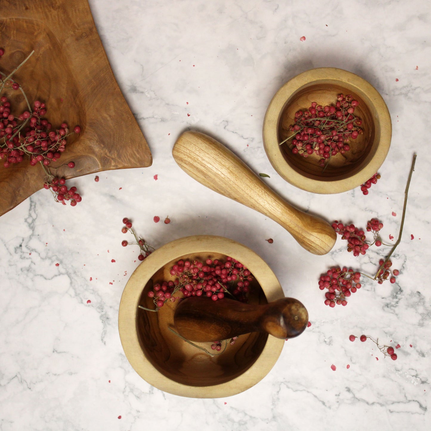 Ergo Teak Pestle & Morter Med