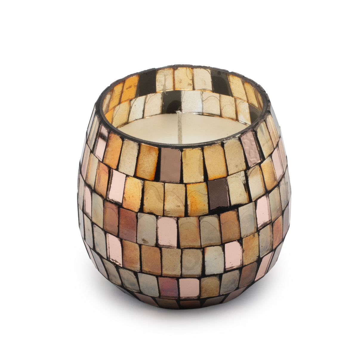 Amber Mosaic Glass Jar Candle - 8x8x8cm | Sanctum Noctis
