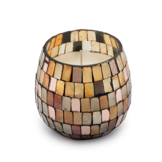 Amber Mosaic Glass Jar Candle - 8x8x8cm | Sanctum Noctis
