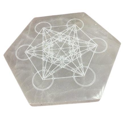 Selenite Hexagonal Charging Plate - Direction & Decision - 18cm