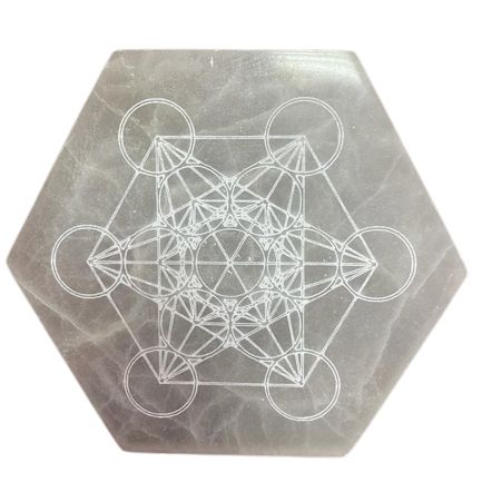 Selenite Hexagonal Charging Plate - Direction & Decision - 18cm