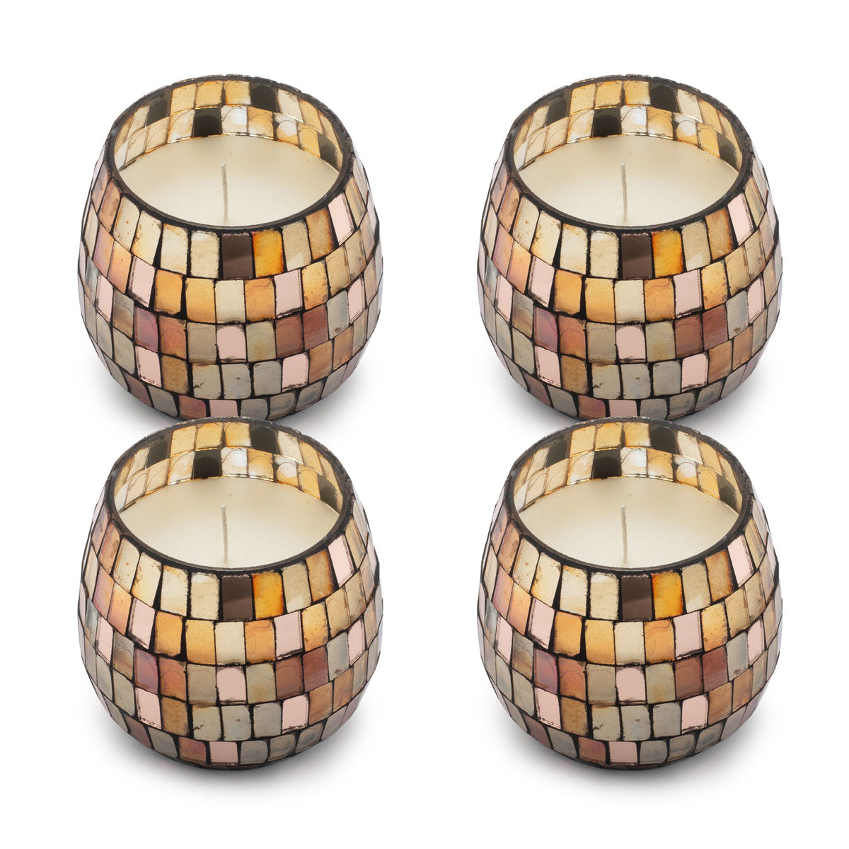 Amber Mosaic Glass Jar Candle - 8x8x8cm | Sanctum Noctis