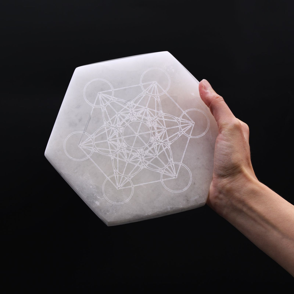 Selenite Hexagonal Charging Plate - Direction & Decision - 18cm