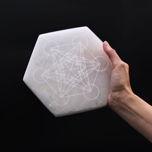 Selenite Hexagonal Charging Plate - Direction & Decision - 18cm