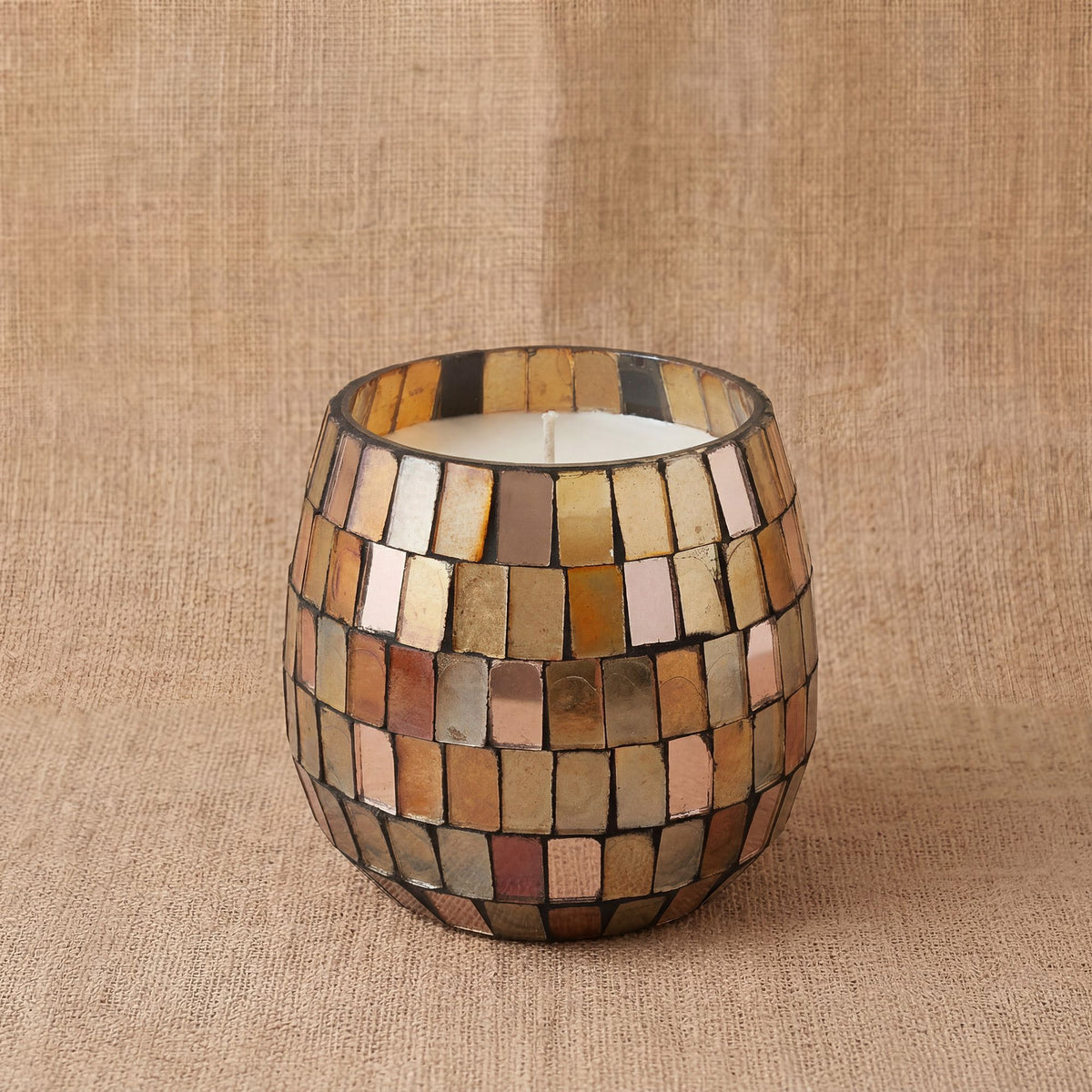 Amber Mosaic Glass Jar Candle - 8x8x8cm | Sanctum Noctis