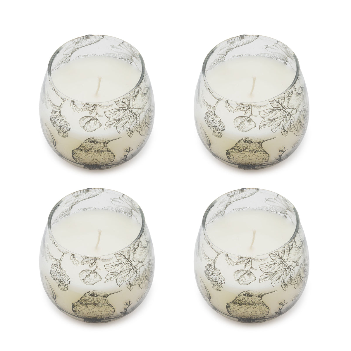 Small Glass Jar Candle - Hand-Drawn Birds & Botanicals - 8cm