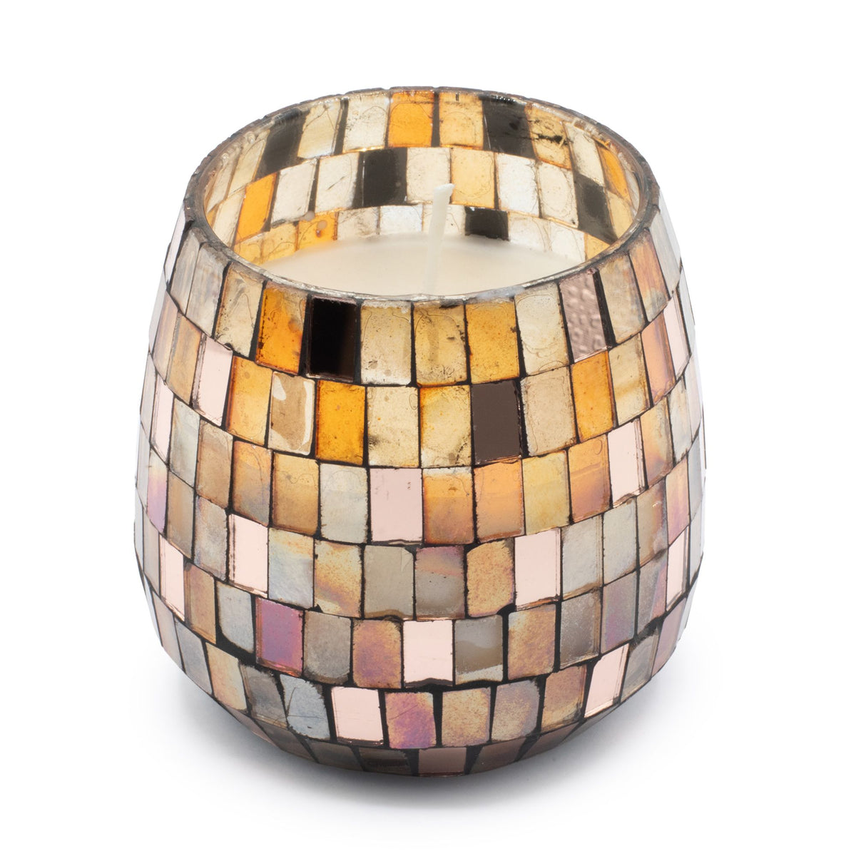 Amber Mosaic Medium Glass Jar Candle - 9x9x9cm | Sanctum Noctis