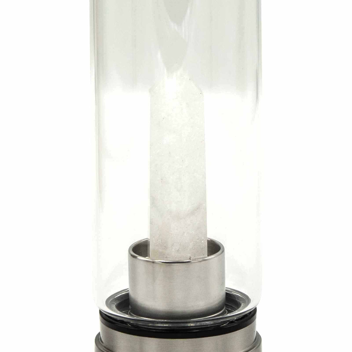 Crystal Infused Glass Water Bottle - Clear Quartz Obelisk - 500ml