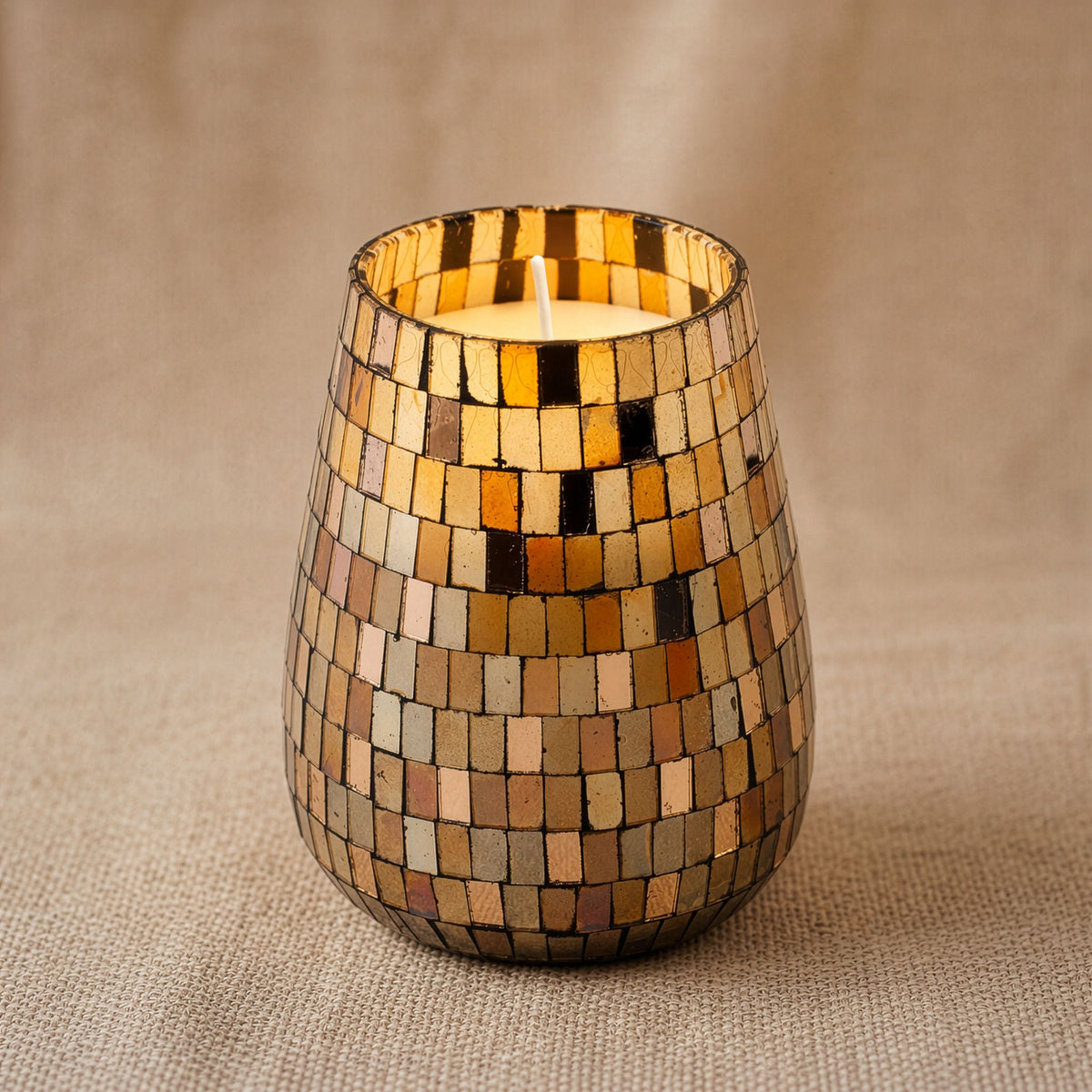 Tall Glass Jar Candle - Amber Mosaic - 12x12x15cm