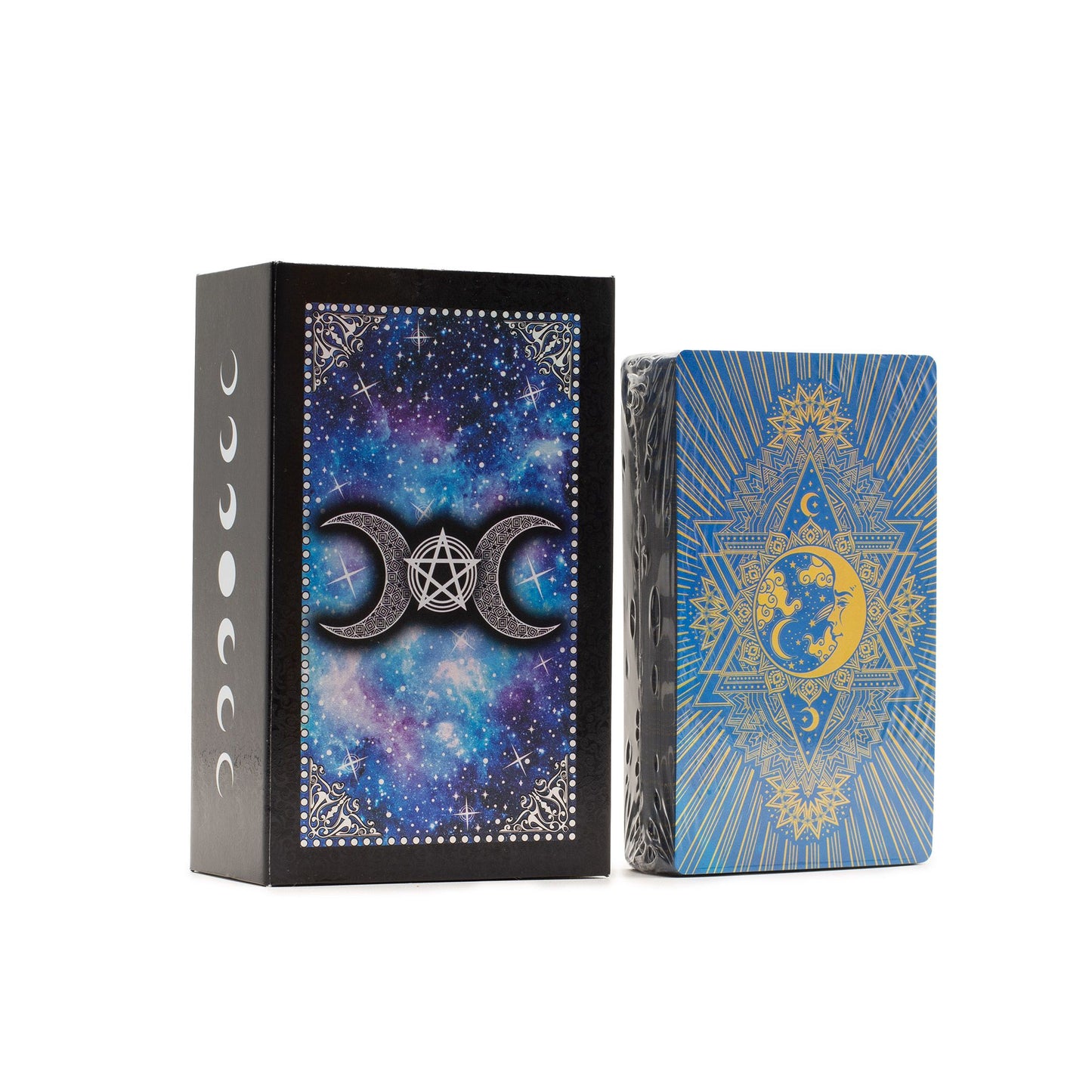 Blue Foil Tarot Card Set - Moon Face - with booklet