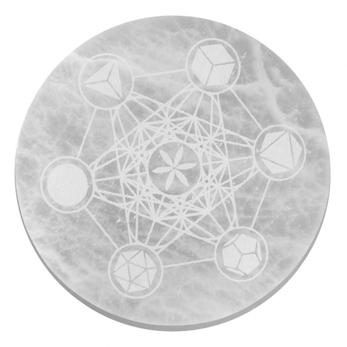 Selenite Charging Plate - Sacred Geometry 18cm