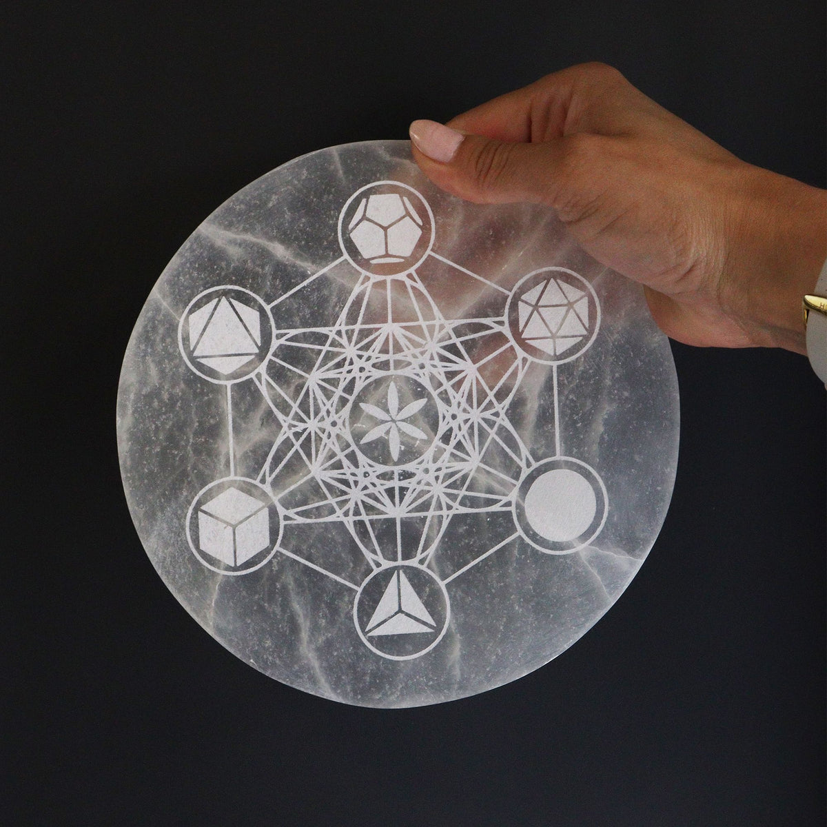 Selenite Charging Plate - Sacred Geometry 18cm