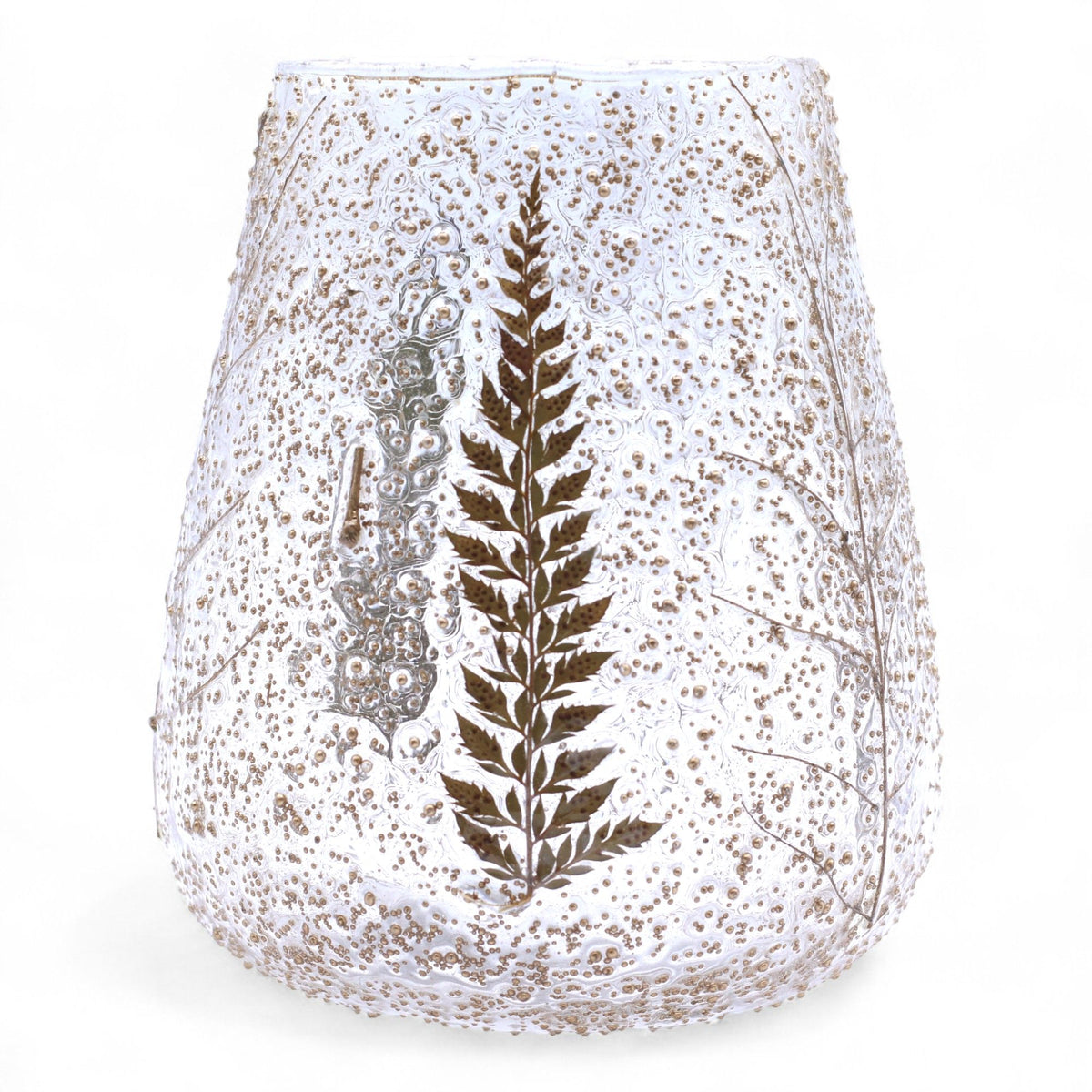Natural Floral Glass Large Bowl Candle Holder - Pino - 15x12cm
