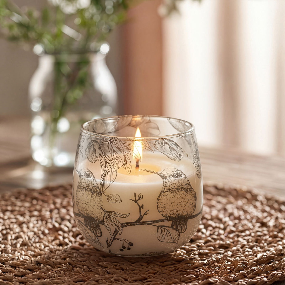 Medium Glass Jar Candle - Drawn by Flame Illustrated Design - 9cm