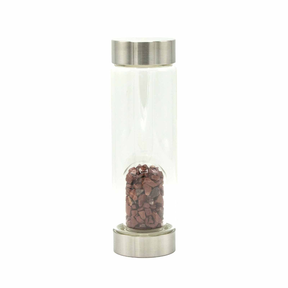 Crystal Infused Glass Water Bottle - Red Jasper Chips - 500ml