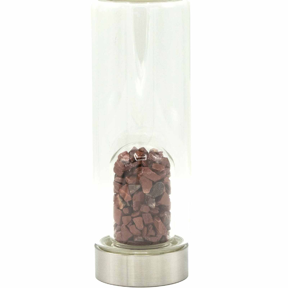 Crystal Infused Glass Water Bottle - Red Jasper Chips - 500ml