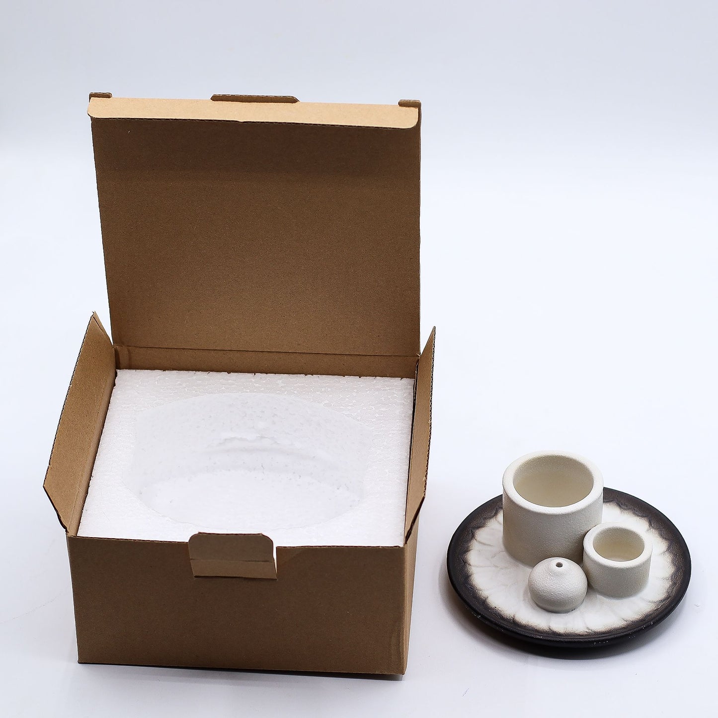 Palo Santo Stick & Smudge Holder - Mandala - White & Grey