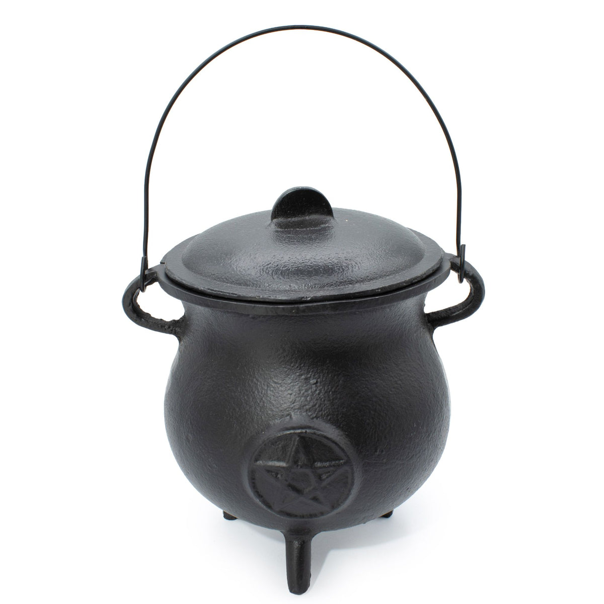 Extra Large Cast Iron Cauldron with Pentagram Lid - 23x18cm