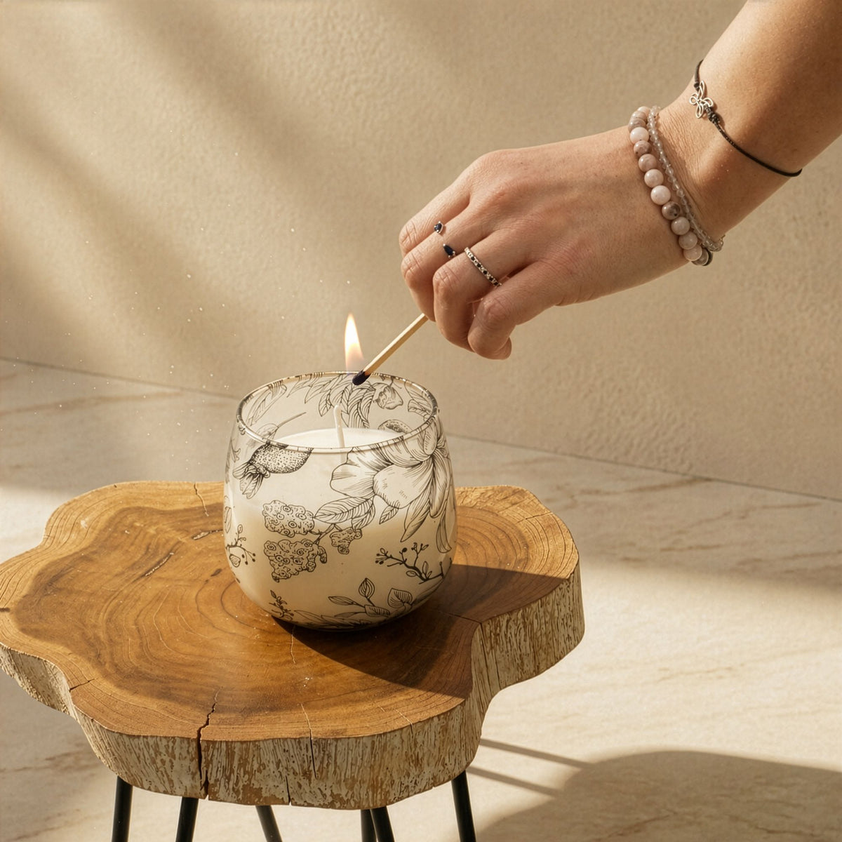 Medium Glass Jar Candle - Drawn by Flame Illustrated Design - 9cm