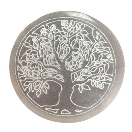 Selenite Charging Plate - Tree of Life - 8cm