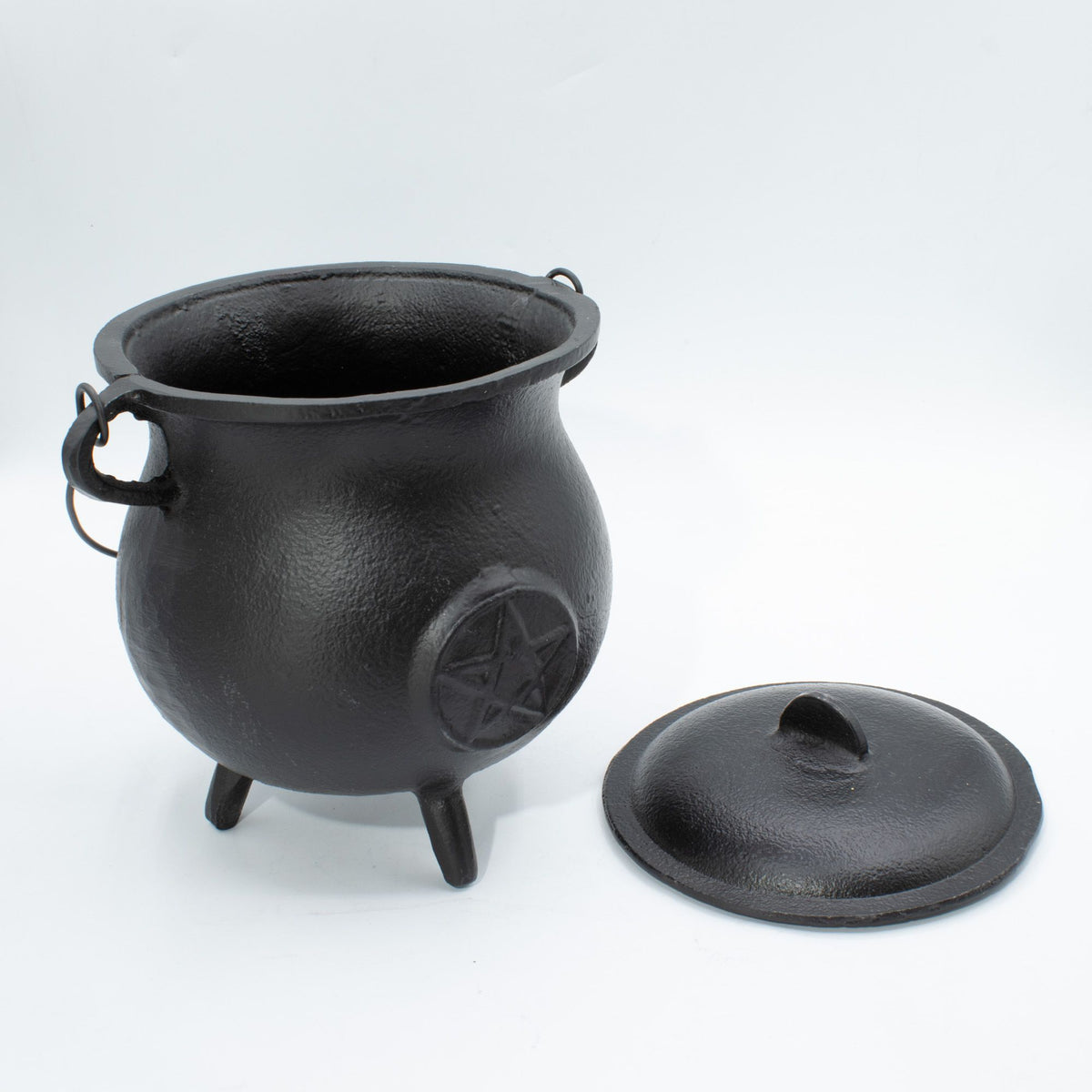 Extra Large Cast Iron Cauldron with Pentagram Lid - 23x18cm