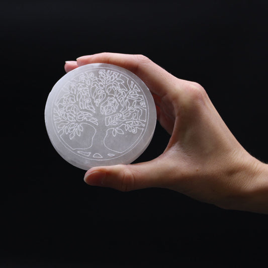 Selenite Charging Plate - Tree of Life - 8cm