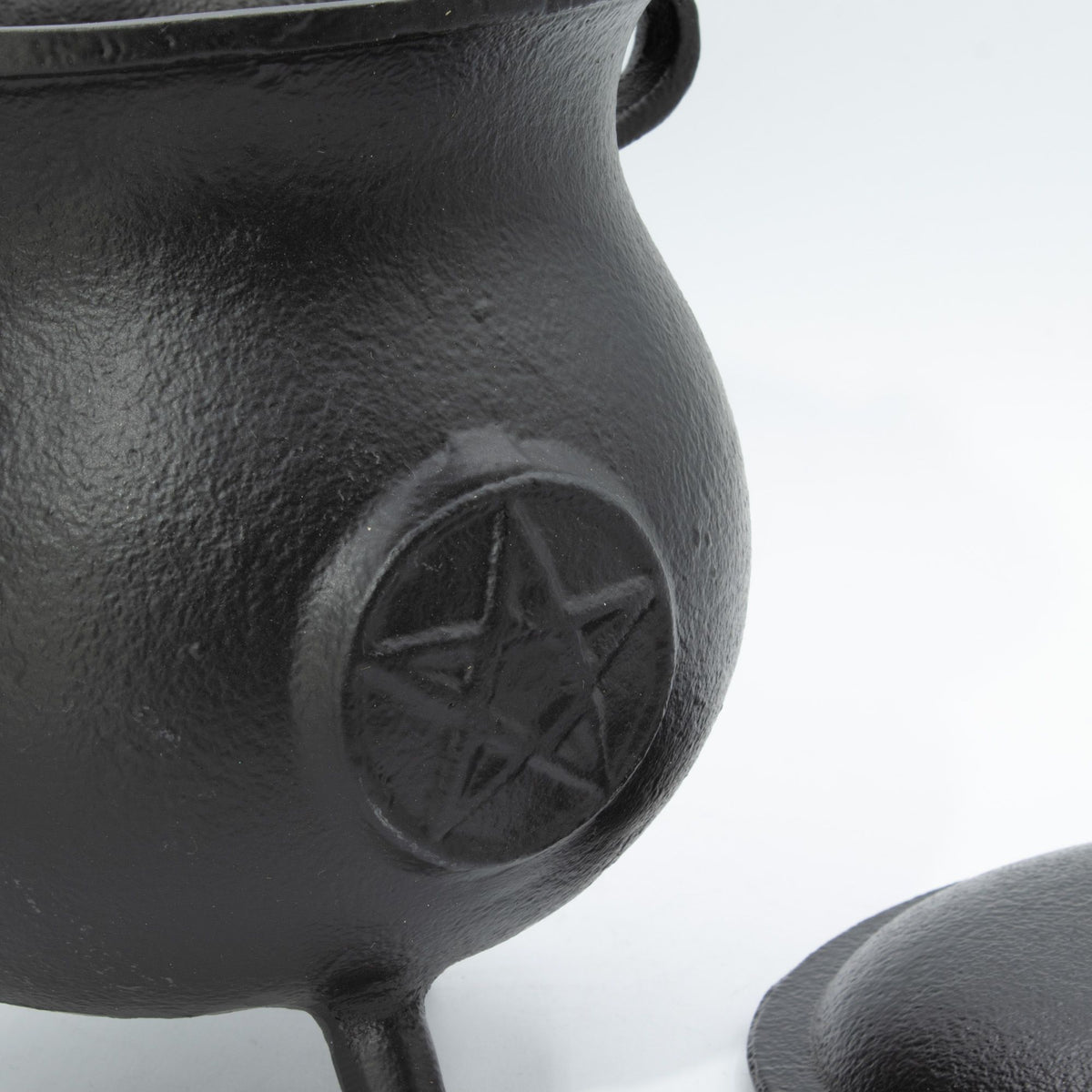 Extra Large Cast Iron Cauldron with Pentagram Lid - 23x18cm