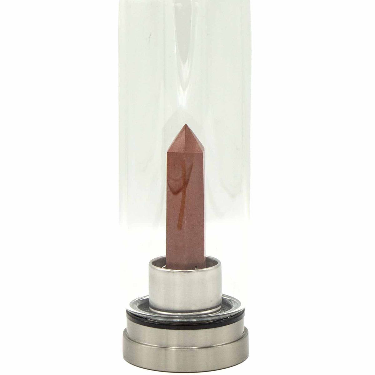 Crystal Infused Glass Water Bottle - Red Jasper Obelisk - 500ml