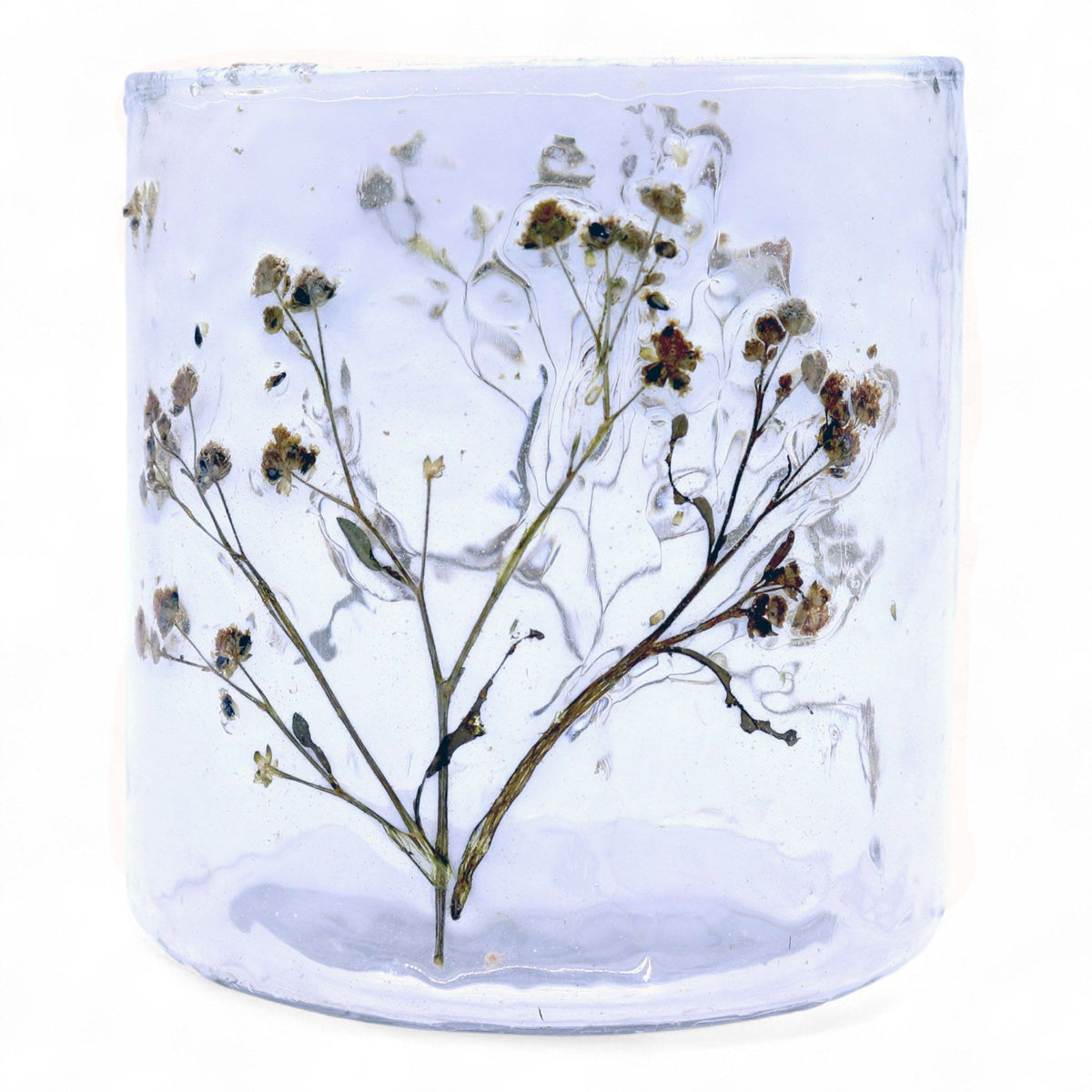 Natural Floral Recycled Glass Candle Holder - Margarita - 8x8cm