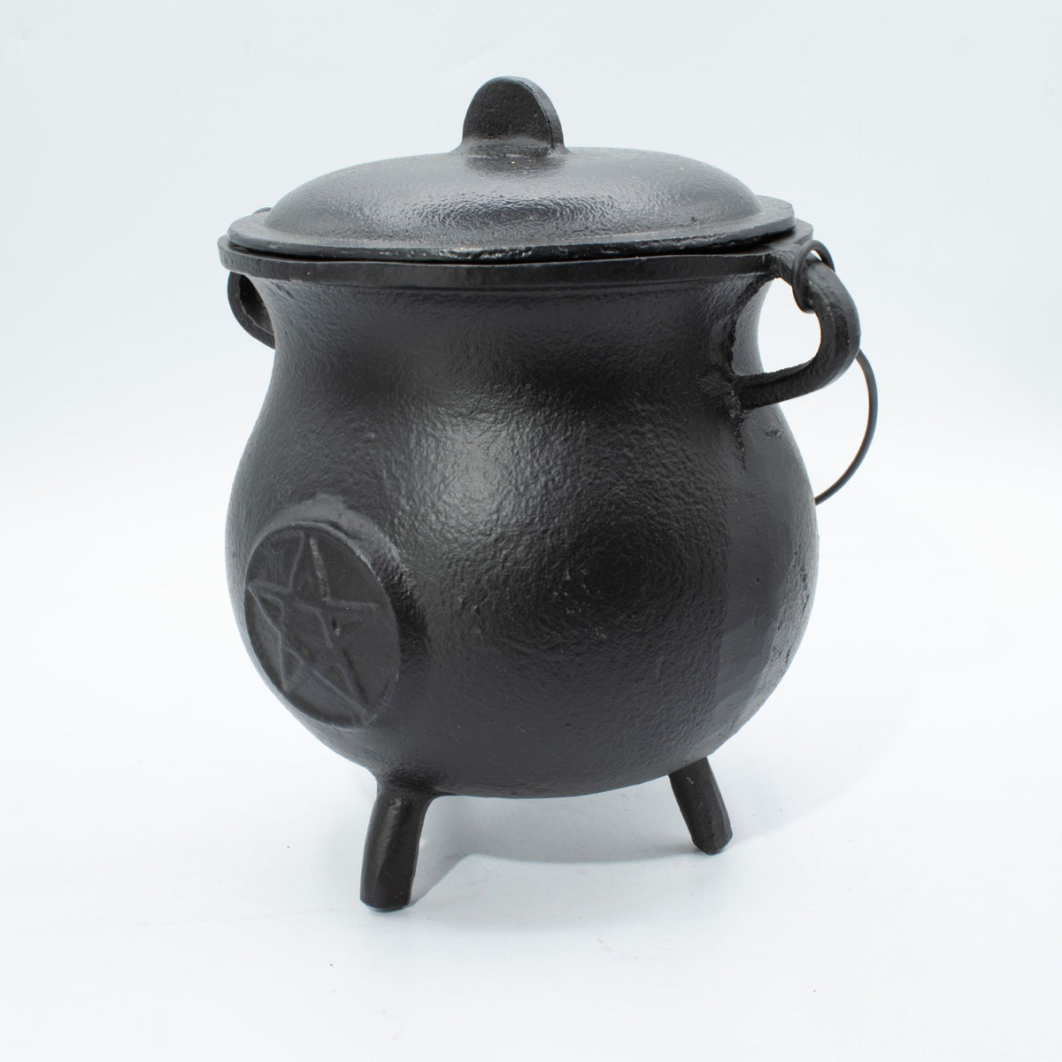 Extra Large Cast Iron Cauldron with Pentagram Lid - 23x18cm