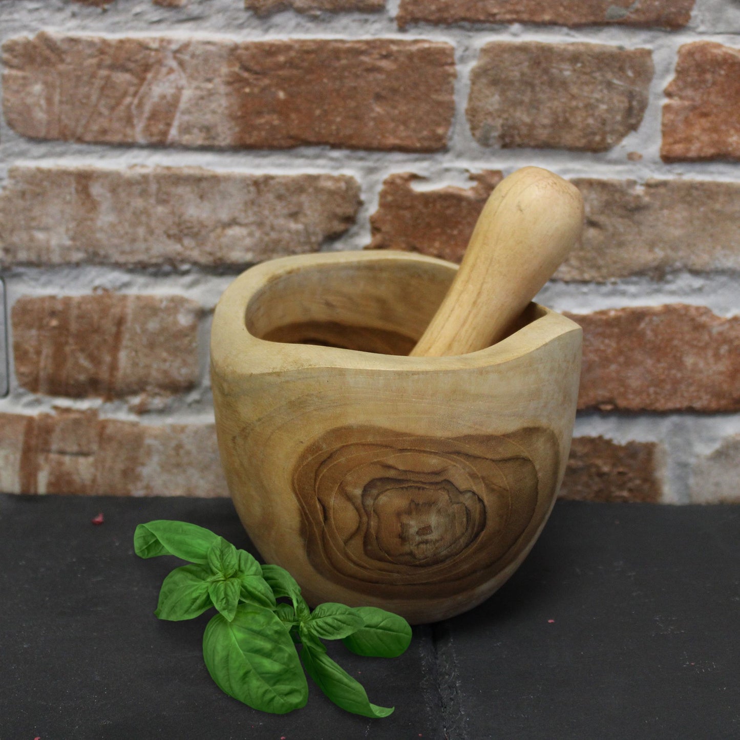 Ergo Teak Pestle & Morter Med