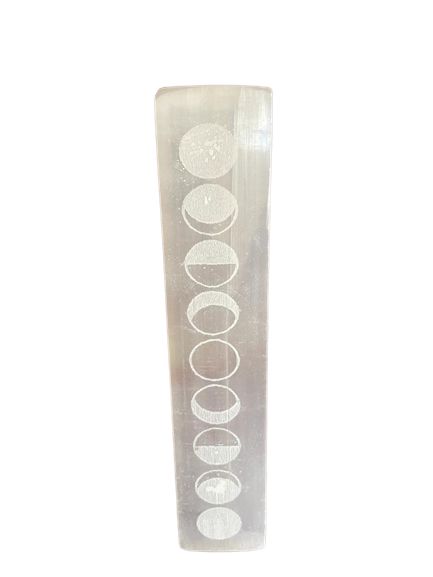 Selenite Flat Bar Charging Plate - Moon Cycles - 20cm