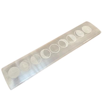 Selenite Flat Bar Charging Plate - Moon Cycles - 20cm