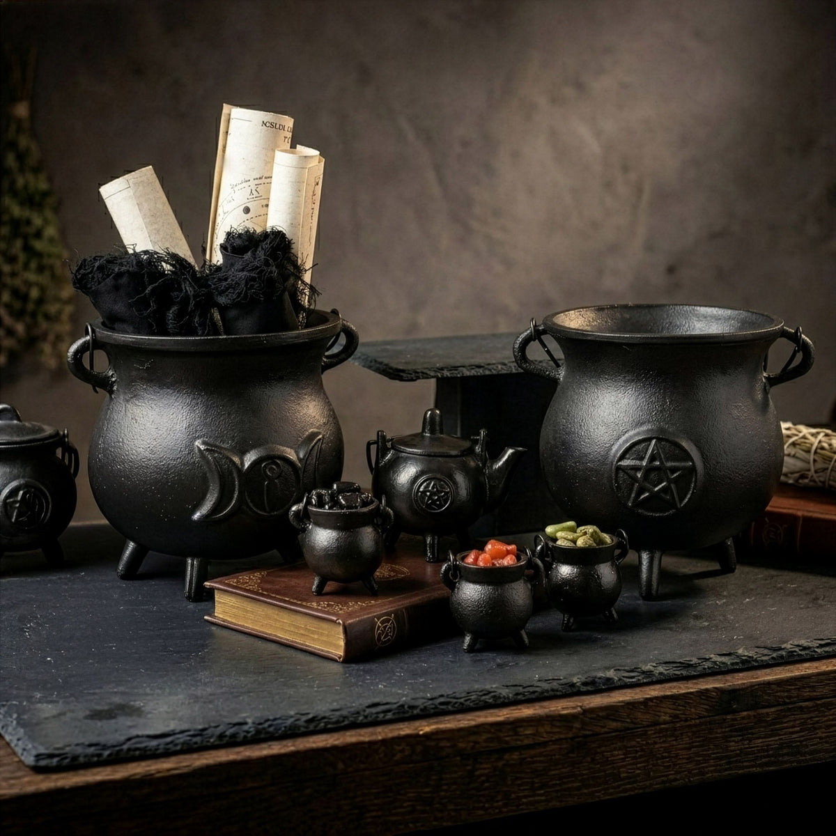 Extra Small Cast Iron Cauldron Set of Four - 5x7cm